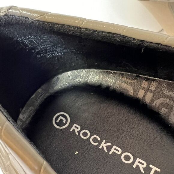 Rockport Adiprene Taupe Leather Croc Embossed Platform Pumps - Picture 9 of 9